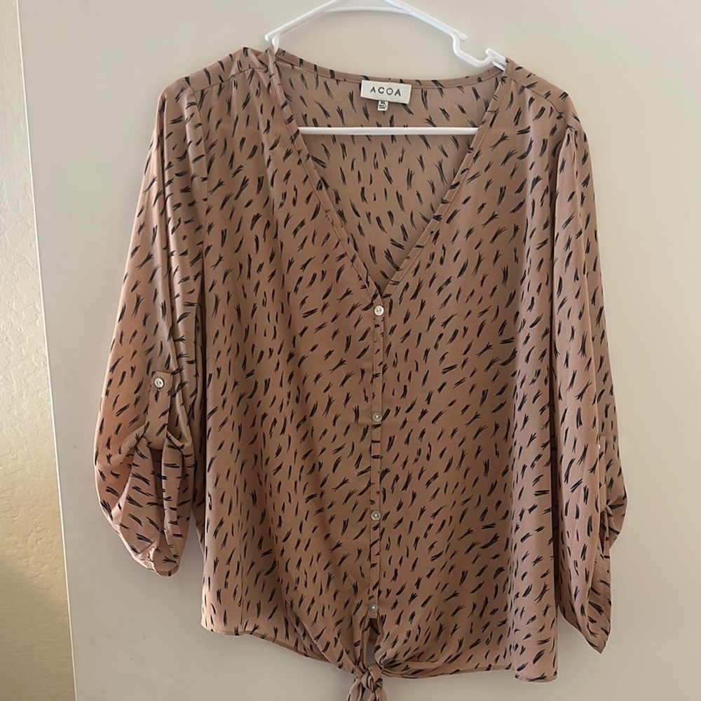 ACOA Women's Elegant Tan Blouse